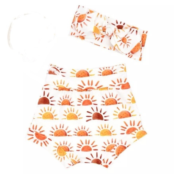 Sun boho EUC 9-12 month bummies and tie bow - Picture 1 of 2